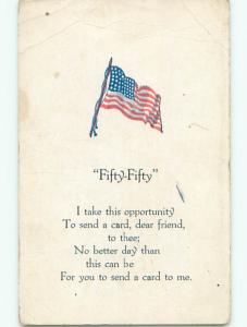 Pre-Linen patriotic FIFTY FIFTY - VERY EARLY CAMPAIGN FOR 50 USA STATES k8309