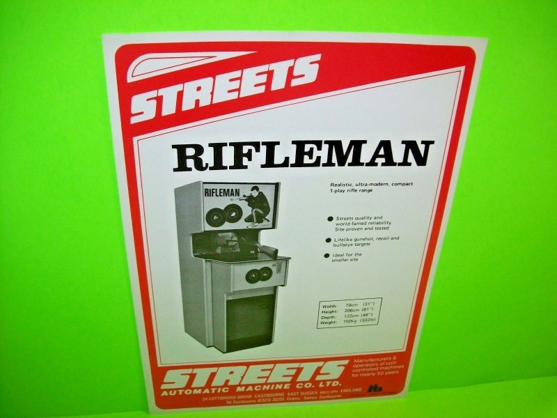 Streets Automatic RIFLEMAN Vintage Original Arcade Game Flyer Shooting Rifle Gun