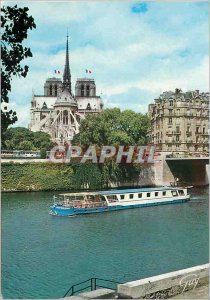 Postcard Modern Paris The Seine and the apse of the Cathedral Notre Dame