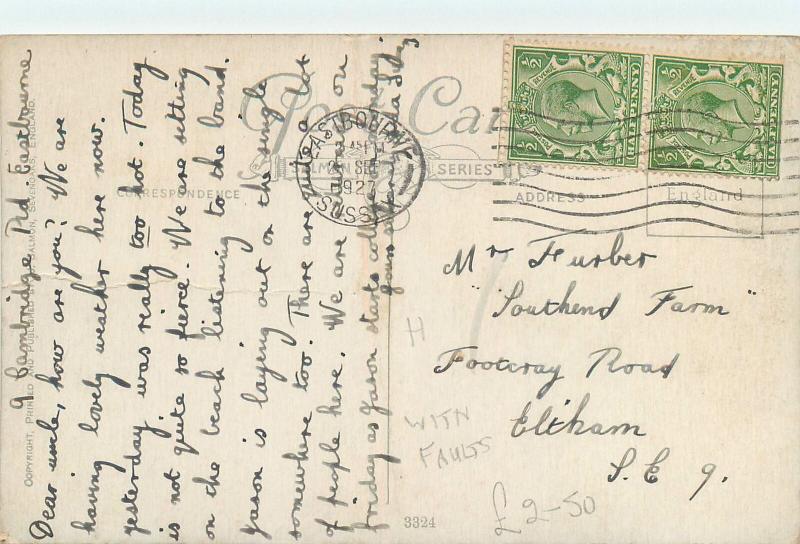 Eastbourne 1927 by artist postcard