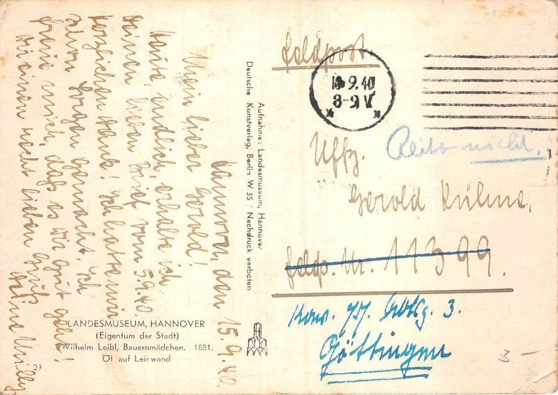 Lot359 landesmuseum hannover wilhelm leibl bauernmädchen postcard germany