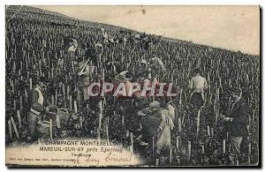 Old Postcard Folklore Wine Vineyard Harvest Champagne Montebello Mareuil on A...