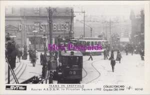 Yorkshire Postcard - Sheffield Trams in Fitzalan Square c1902 - Ref 2599