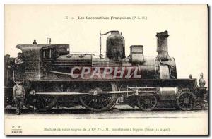 Postcard Old Train Locomotive express trains of the PLM Machine Co.