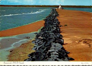 Canada Prince Edward Island Summerside The Breakwater and Lighthouse In The H...