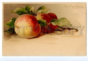 497551 Catherine KLEIN Sweet PEACH on Table Vintage postcard Meissner #1294