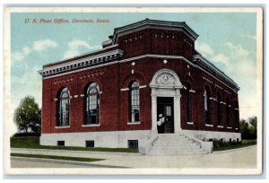 1910 US Post Office Exterior Building Denison Iowa IA Vintage Antique Postcard