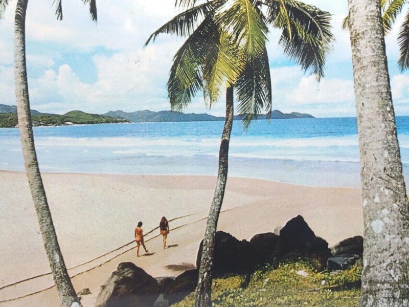 Mahe Beach Seychelles Vintage Postcard 