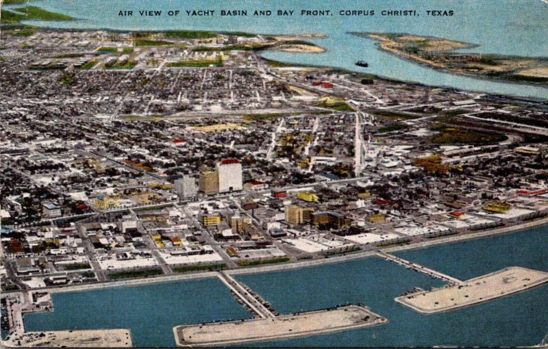 Texas Corpus Christi Aerial View Of Yacht Basin and Bay Front