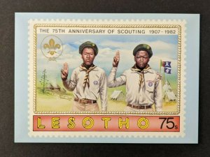 Mint Vintage Boy Scout Scouting Anniversary Postcard Lesotho