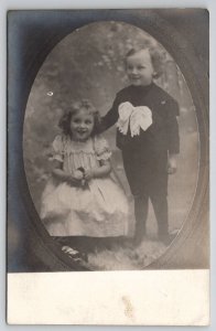 RPPC Darling Victorian Children Photo of Cabinet Card Postcard H30