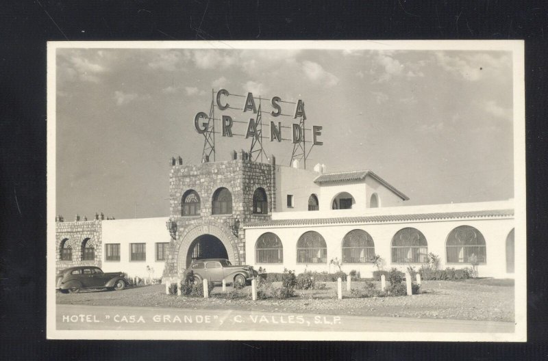 RPPC CUIDAD VALLES SLP MEXICO HOTEL CASA GRANDE OLD CARS REAL PHOTO POSTCARD