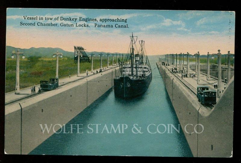 Early Postcard Construction of Intakes Miraflores locks Panama Canal Zone B4034