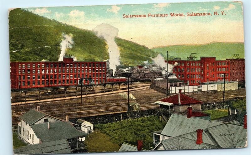 Salamanca Furniture Works Factory Salamanca NY Vintage Postcard D86