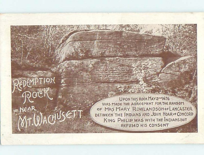W-border REDEMPTION ROCK Wachusett by Boylston & Leominster Worcester MA AD4635