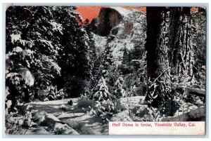 1908 Half Dome In Snow Yosemite Valley Pasadena California CA Antique Postcard