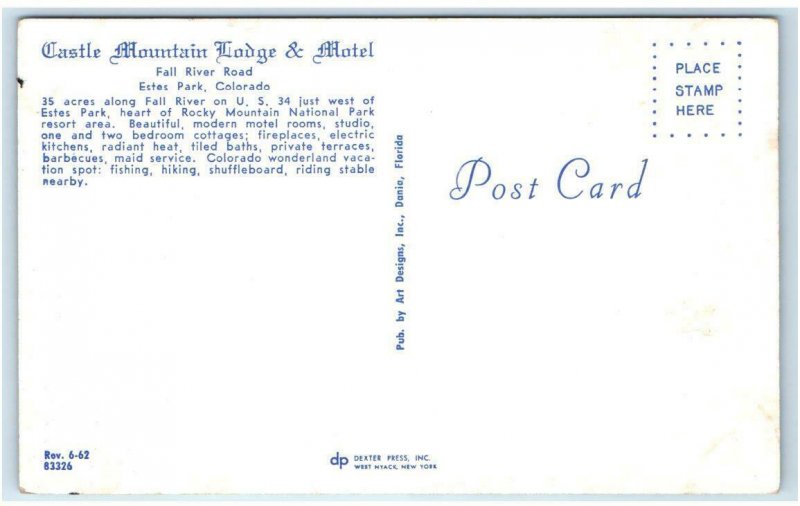 ESTES PARK, CO~ Roadside CASTLE MOUNTAIN LODGE c1950s Larimer County Postcard