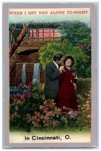 Cincinnati Ohio Postcard When I Get You Along Tonight Lovers Flowers Bridge 1914