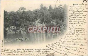 Old Postcard Bois de Boulogne and Waterfall Cave (1900 card)