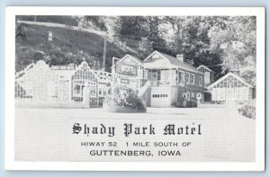 Guttenberg Iowa IA Postcard Shady Park Motel Inn Exterior Street Scene Vintage