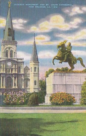 Louisiana New Orleans Jackson Monument And Saint Louis Cathedral