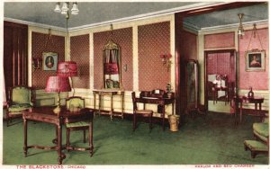 Vintage Postcard  Blackstone Parlor Bed Chamber Chicago Illinois Michigan Litho