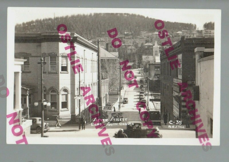 Lead SOUTH DAKOTA RPPC c1920s MAIN STREET Siever nr Deadwood Spearfish Sturgis