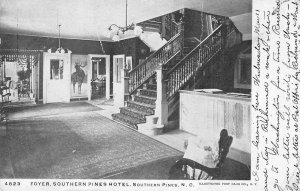 Foyer Interior SOUTHERN PINES HOTEL North Carolina 1908 Rare Vintage Postcard