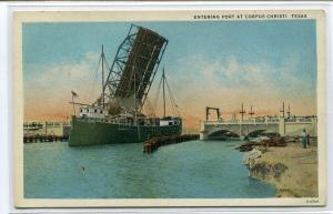 Steamer Bascule Bridge Corpus Christi Texas 1930s postcard