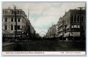 Springfield Illinois IL Postcard Sixth Street Looking North From Monroe c1910's