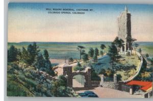 Linen Postcard--Will Rogers Memorial--Colorado Springs