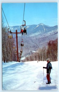 LOON MOUNTAIN SKI AREA, Lincoln NH ~ DOUBLE CHAIR LIFT Skiers 1960s-70s Postcard