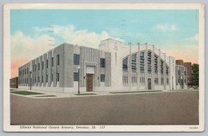 Decatur Illinois~National Guard Armory~Vintage Postcard