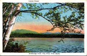 Greetings Indian Pond Maine Scenic Mountain Landscape WB Postcard