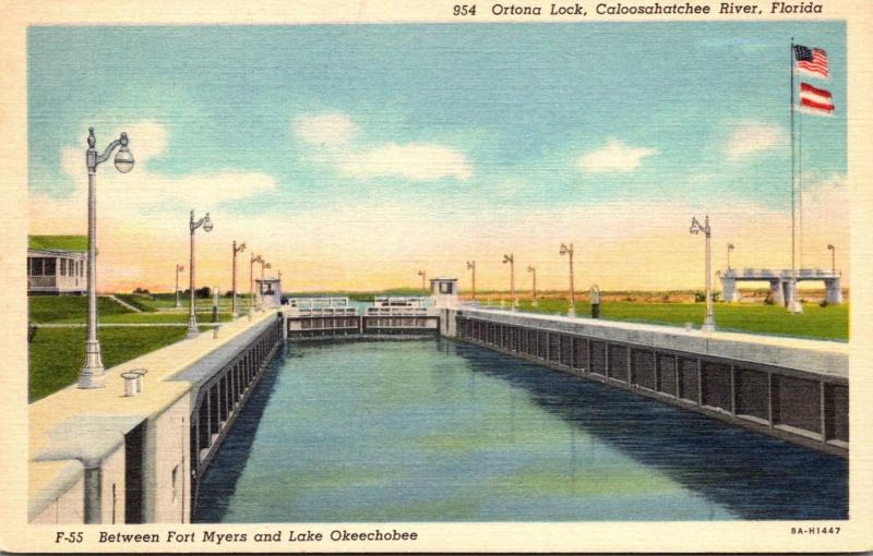 Florida Fort Myers Ortona Lock On The Caloosahatchee River Curteich