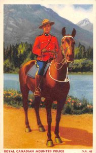 Mountie Royal Canadian Mounted Police Horse Canada 1952 postcard