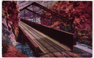 13876 Hanging Bridge, in Royal Gorge, Colorado, D. & R. G. R. R.