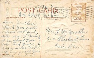 Thanksgiving Greetings USA Uncle Sam 1909 Missing Stamp 