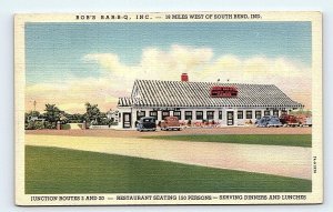 ROLLING PRAIRIE, IN Indiana ~ BOB'S BAR-B-Q & CABINS Roadside1948 Linen Postcard