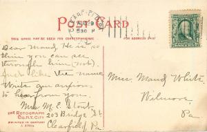 c1907 Lithograph Postcard; Dimeling Hotel, Clearfield PA Posted, Horsedrawn