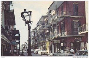 Lace work balconies on St. Peter Street in the French Quearter,  New Orleans,...