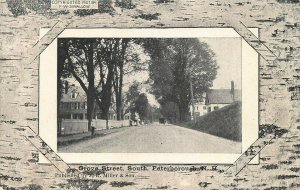 Peterborough NH Grove Street, South Birch Bark Postcard
