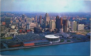 Aerial View Detroit Civic Center Michigan Vintage Postcard C128