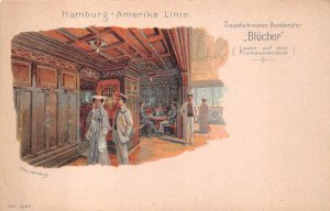 BLUCHER SHIP HAMBURG-AMERICA LINE PROMENADE DECK GERMANY POSTCARD (c. 1900)