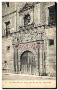 Old Postcard Burgos Portada De La Casa De Miranda