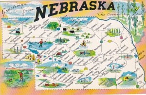 Greetings From Nebraska With Map 1963