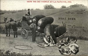 LA FAYETTE INDIANA IN Watermelons FARMING EXAGGERATION FANTASY Postcard