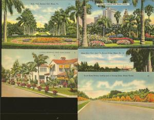 USA (5) Miami Florida Unused Linen Postcards