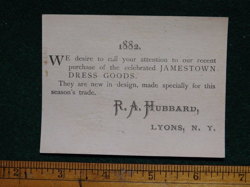 1882 Dress Goods By Jamestown Alpaca Mills R.A Hubbard Gold Gilt Lady Child F40