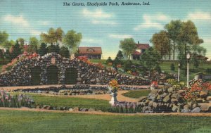 Vintage Postcard 1930's The Grotto Shadyside Memorial Park Anderson Indiana IND